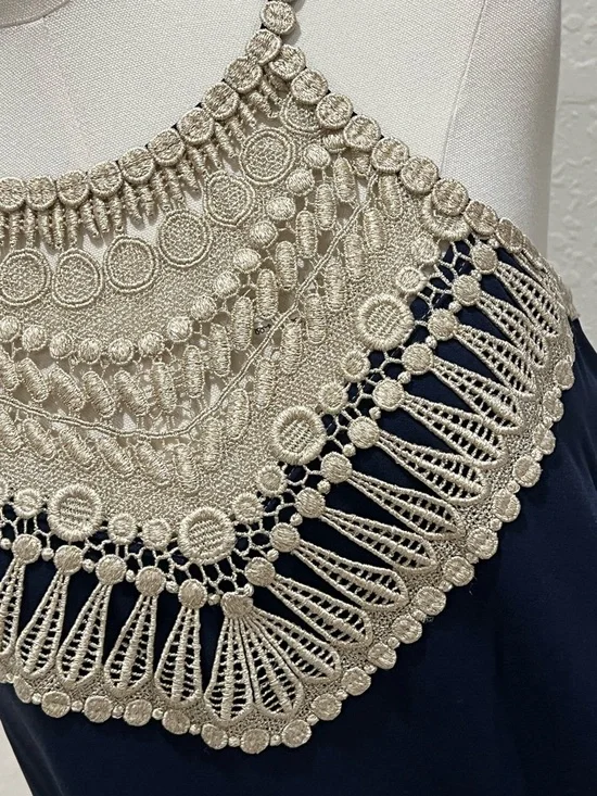 Lilly Pulitzer Navy Dress with Gold Crochet Halter Size 6 - Picture 3 of 3